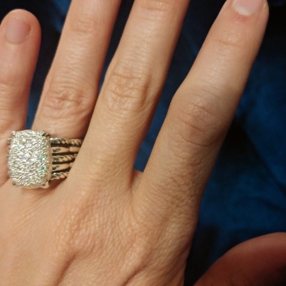 David Yurman Diamond pave Tides ring 8 Wheaton - Picture 8 of 8
